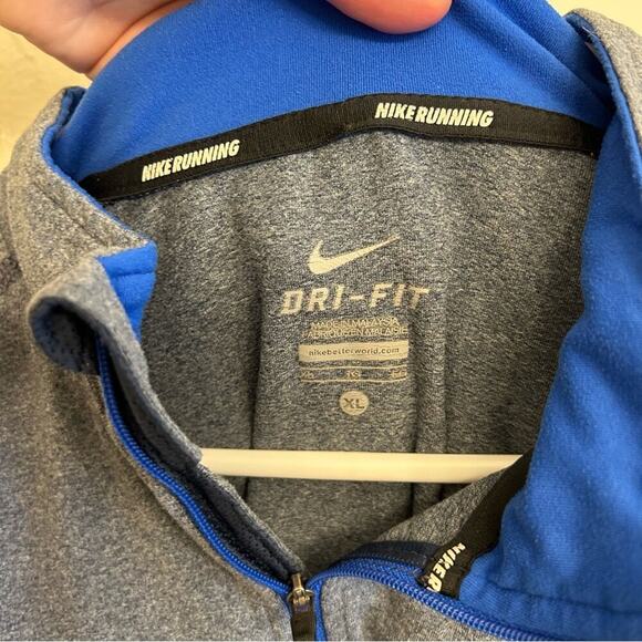 Nike Dri-FIT Half Zip Pullover Gray and Blue XL - Picture 3 of 8